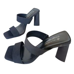 Call It Spring Sandal Women's Size‎ 6 Black Strappy Slip-On 3 inch Block Heel
